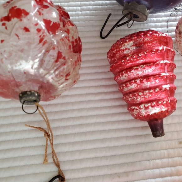 10 Mercury Hand Blown Glass  Christmas Ornaments Vintage Very Old Patina - Picture 11 of 15